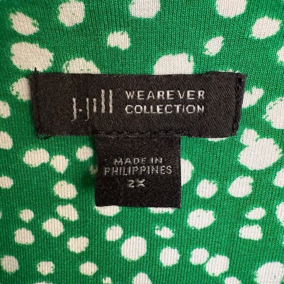 J Jill Wearever Collection Top Green Polkadot 2XL XXL Relaxed Comfortable Boxy - Picture 4 of 8